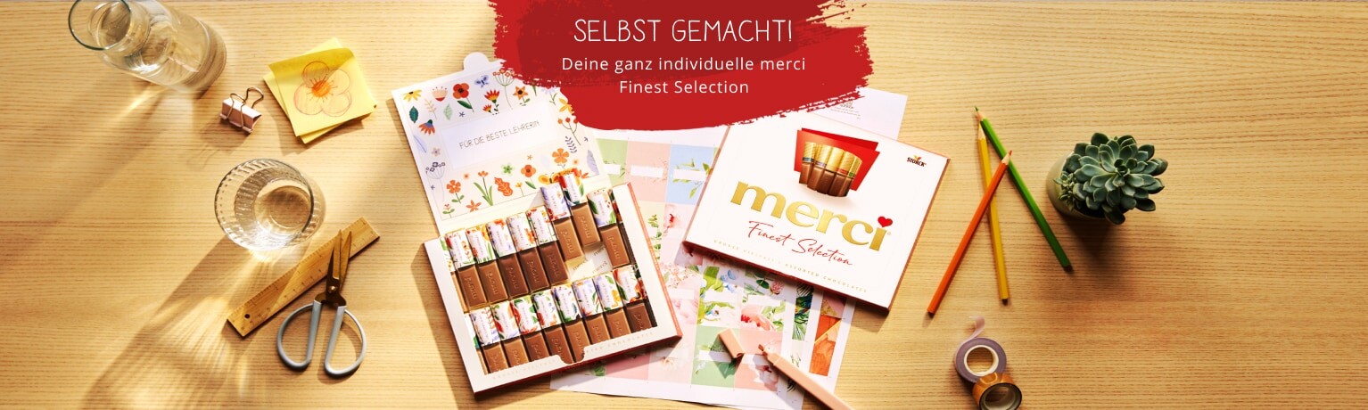 Zu den Design-Vorlagen für eine selbst gestaltete merci Finest Selection